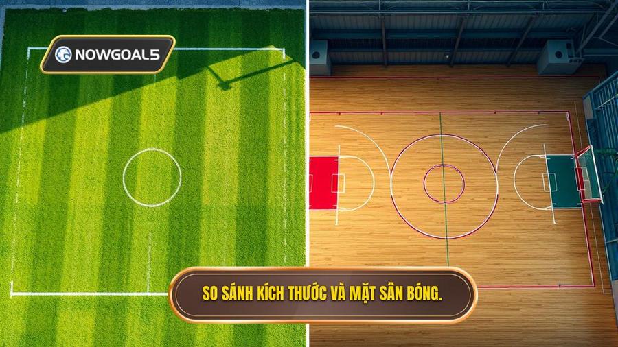 1. So sánh kích thước và mặt sân bóng.