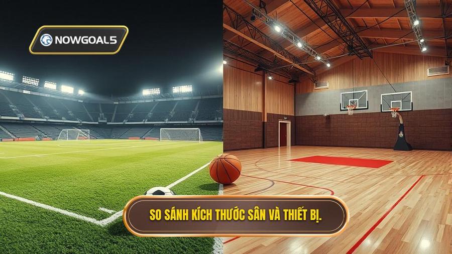 1. So sánh kích thước sân và thiết bị.